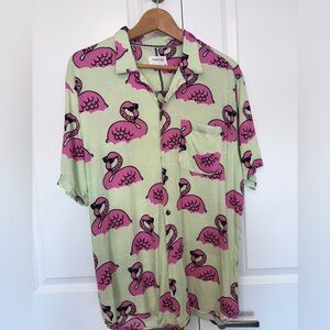 Sovereign Code Seafoam Flamingo Hawaiian Shirt Men’s XL